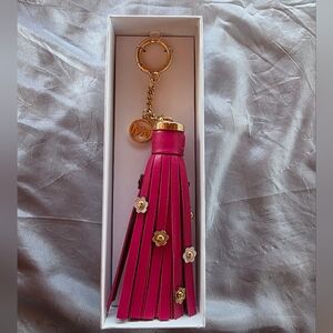Michael Kors Pink Tassel Keychain with Gold Details